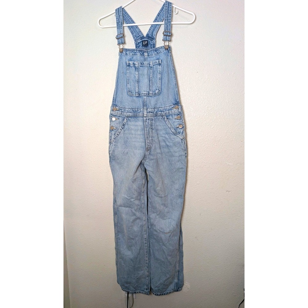 GAP Kids Girls XXL 14-16 Light Wash Denim Overalls Baggy Straight Leg